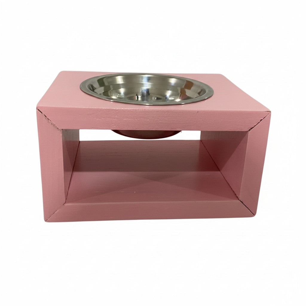 Comedouro Duplo Pet Madeira tigela Inox Drop
