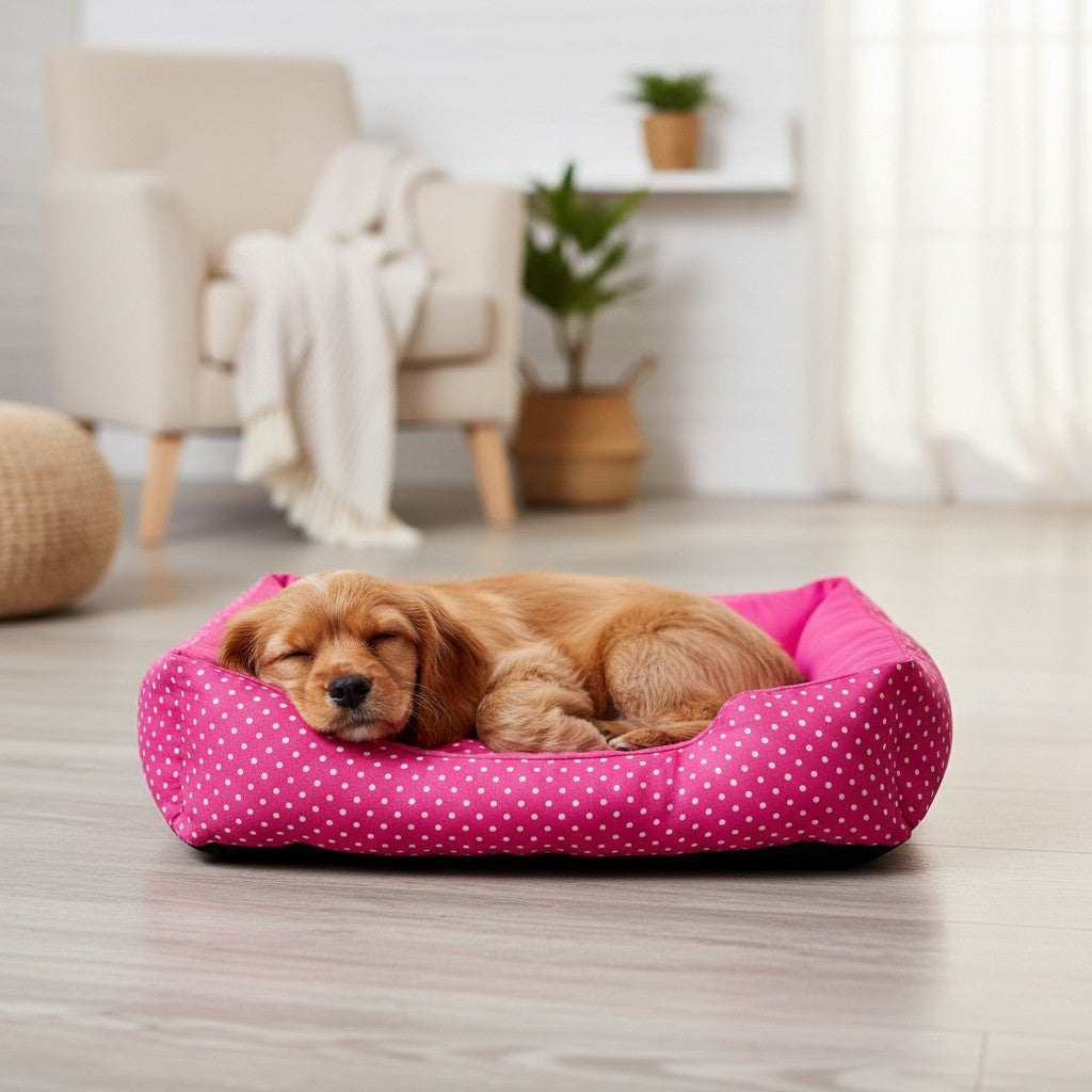 Cama Para Cachorro retangular Pet Rosa Poa Drop