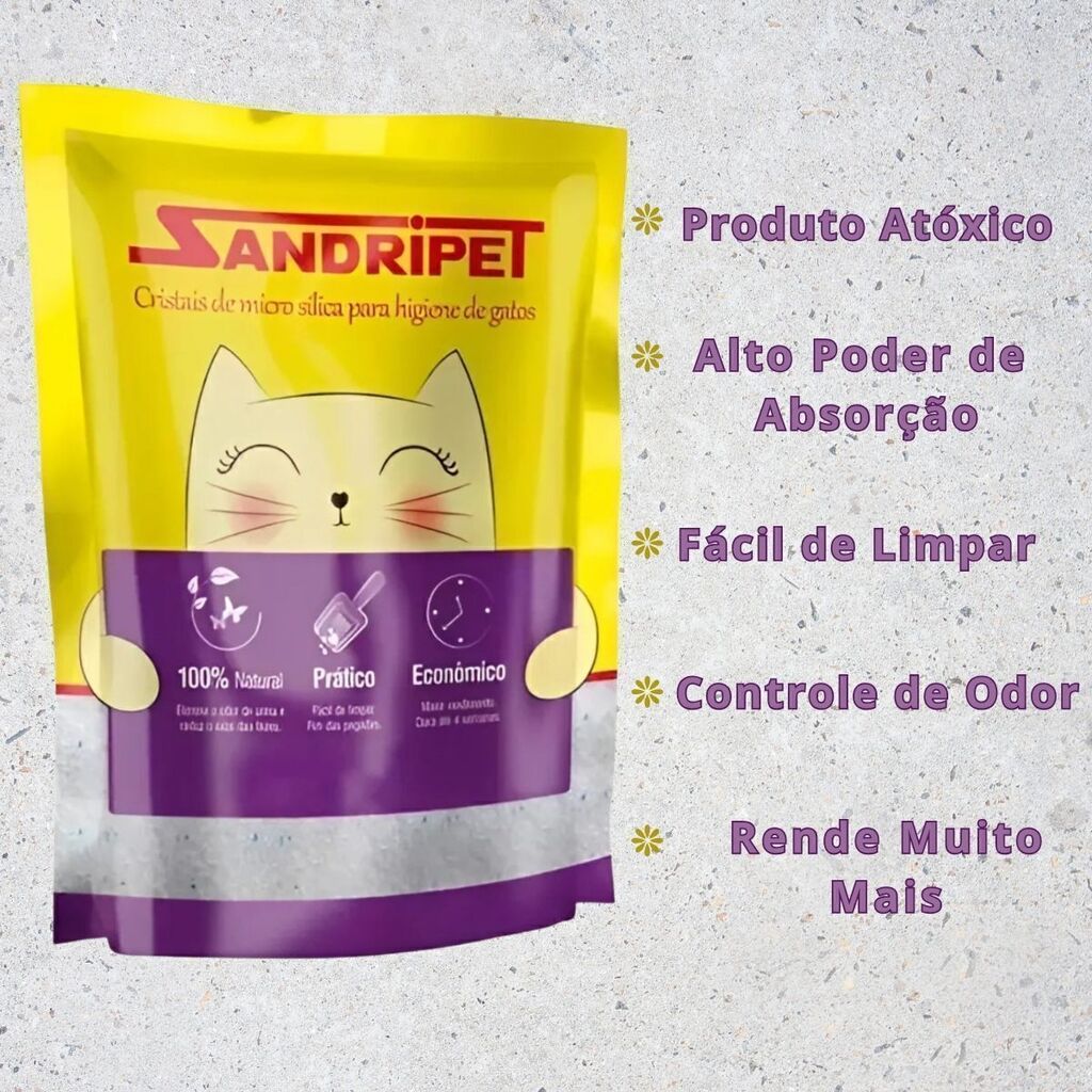 Areia Sílica Gato Fina 1,6kg Alta Absorção Drop