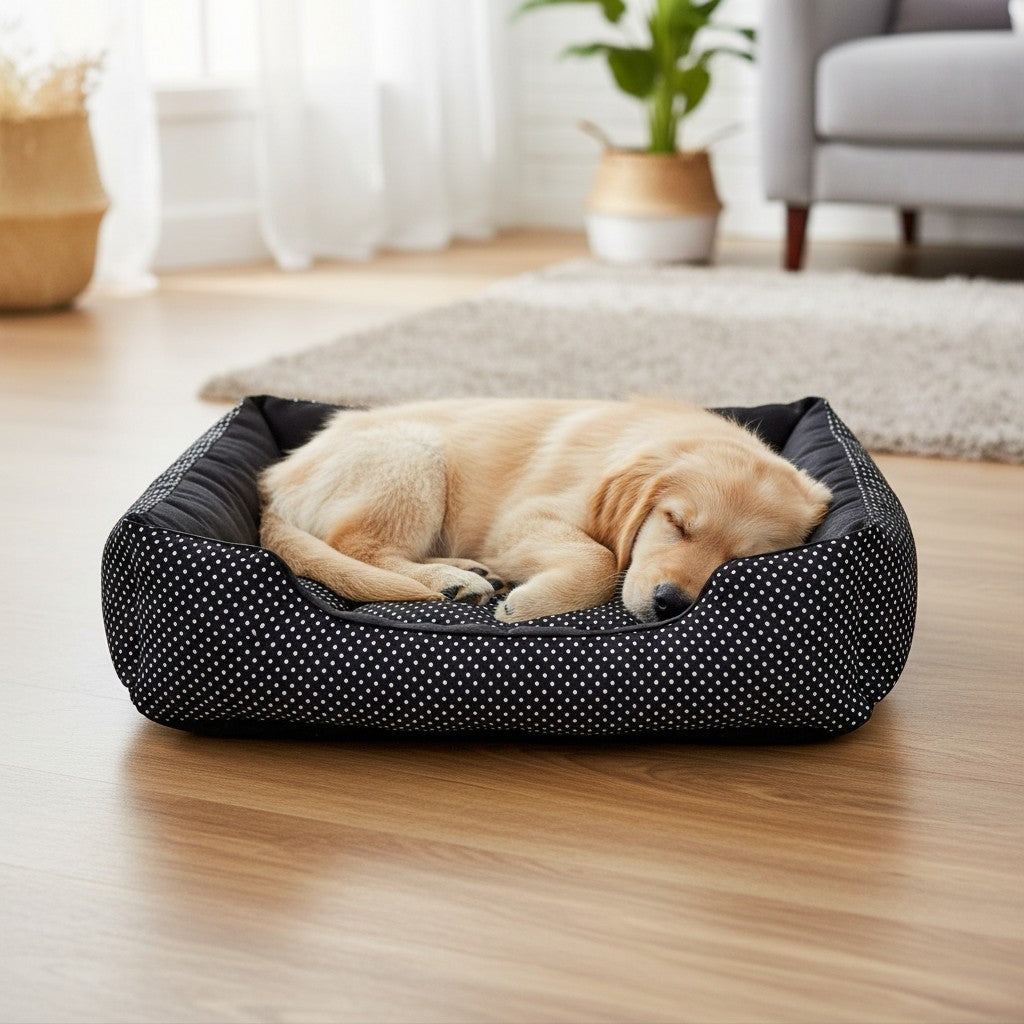 Cama Para Cachorro retangular Pet Preto Poa Drop