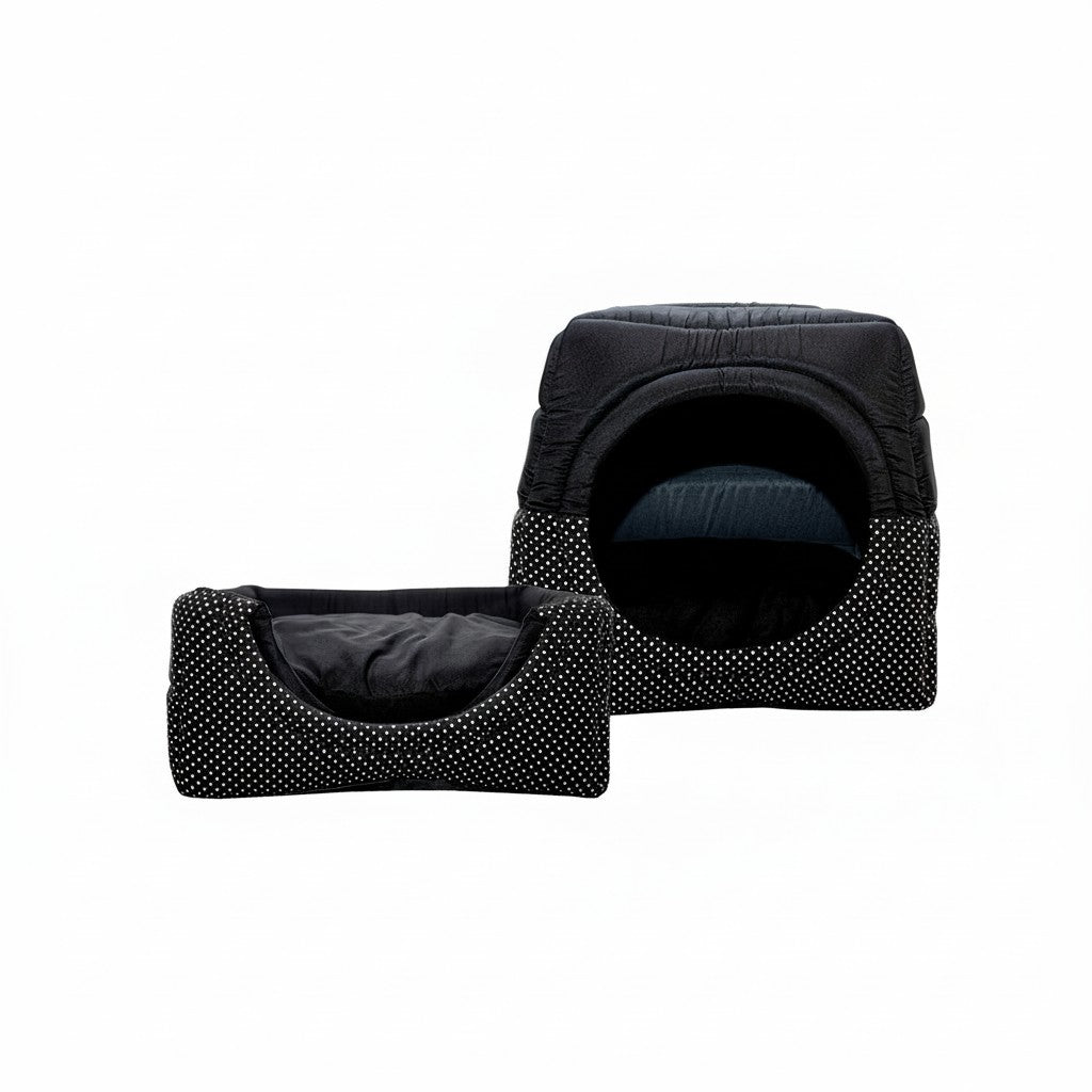 Toca Iglu Pet confortavel Caes e Gatos Preto Poa Drop