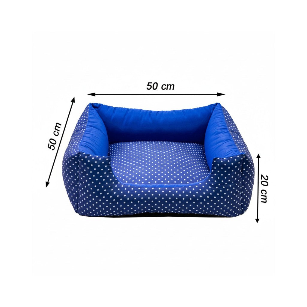 Cama Para Cachorro Quadrada conforto Azul Poa Drop