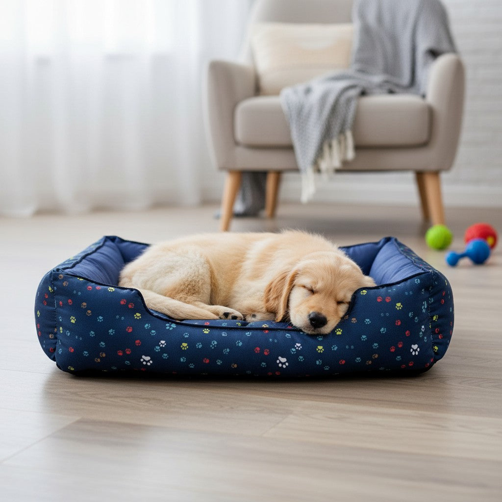 Cama Para Cachorro retangular Pet Azul Patinha Drop