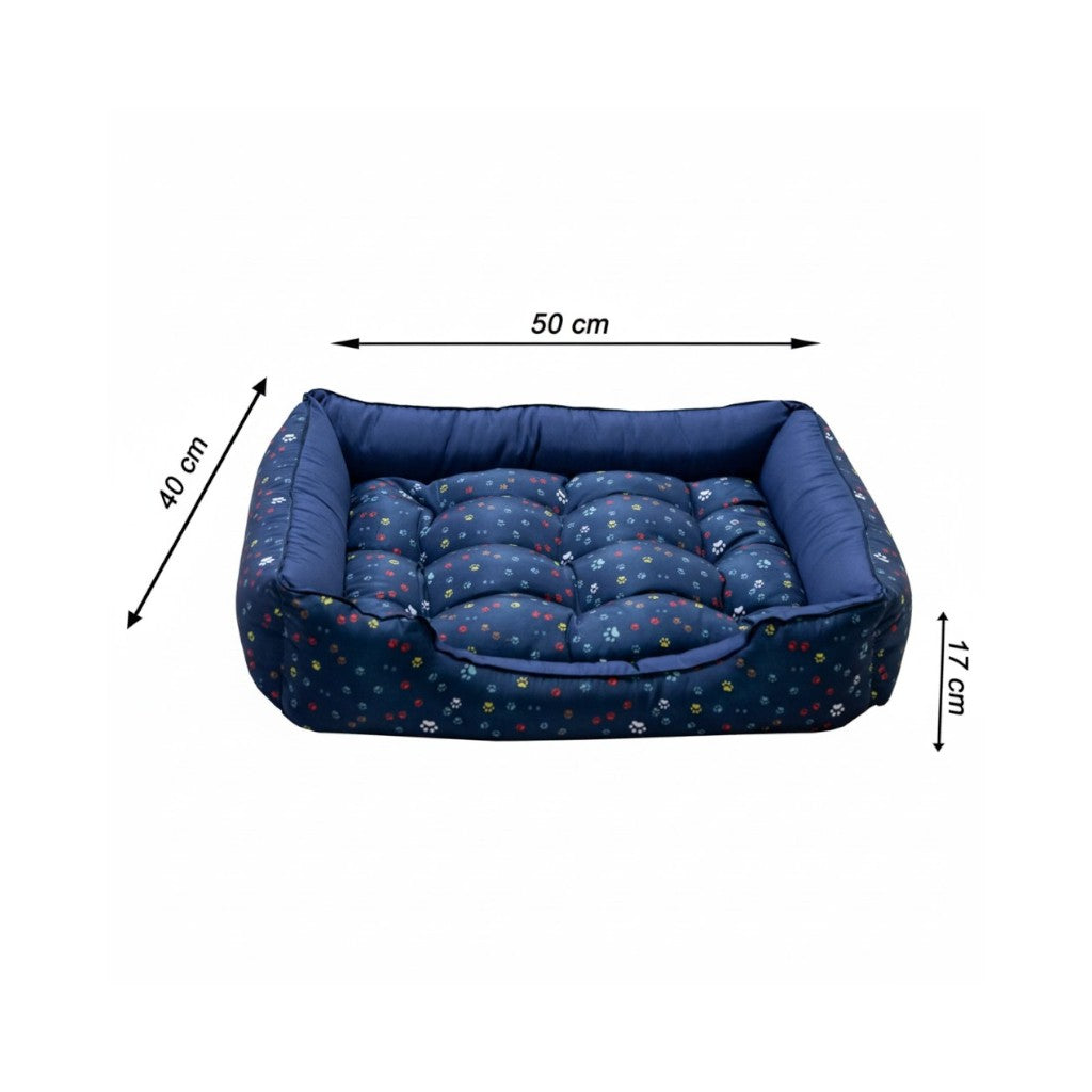 Cama Para Cachorro retangular Pet Azul Patinha Drop