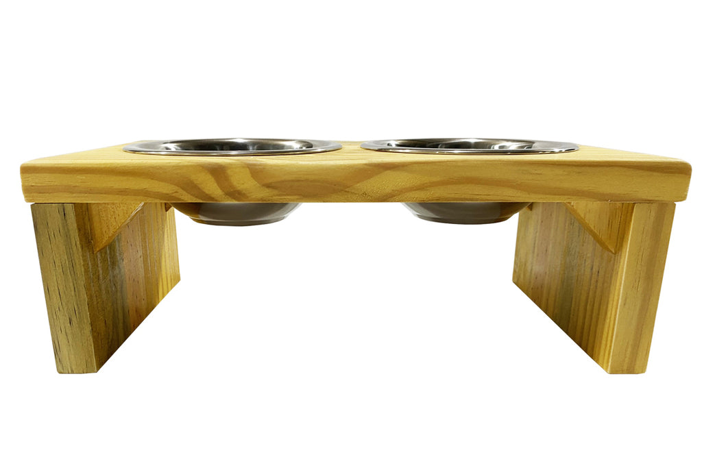 Comedouro Elevado Pet Madeira com tigela Inox Drop