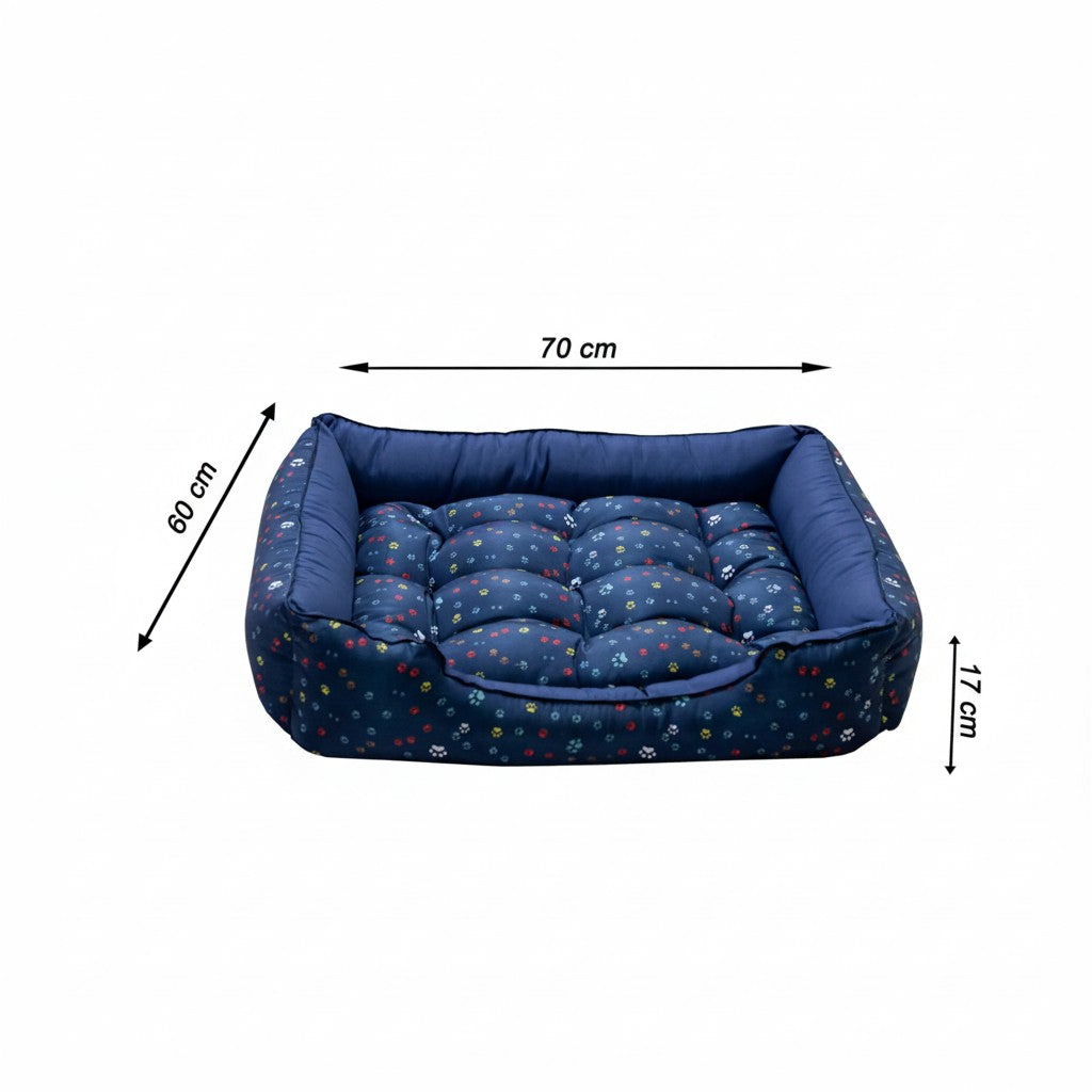 Cama Para Cachorro retangular Pet Azul Patinha Drop