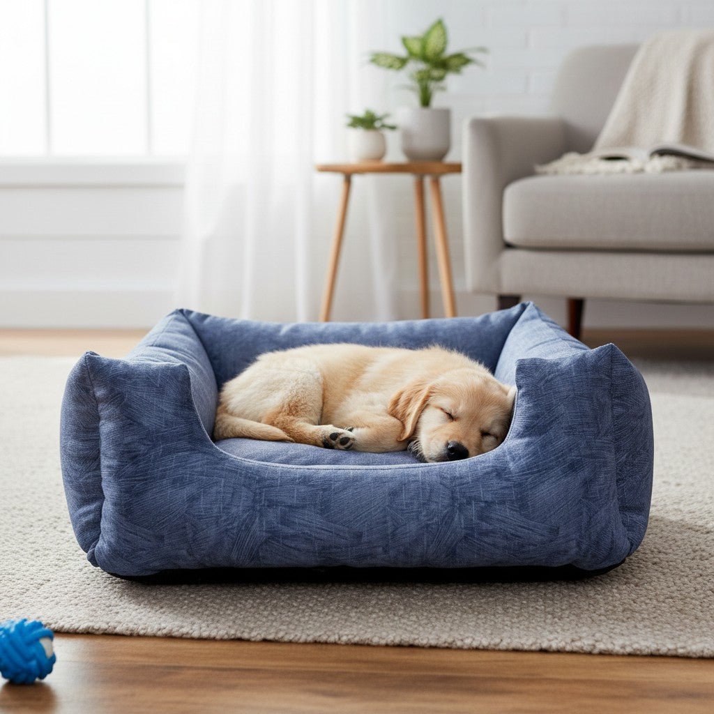 Cama Para Cachorro Quadrada conforto Petroleo Drop