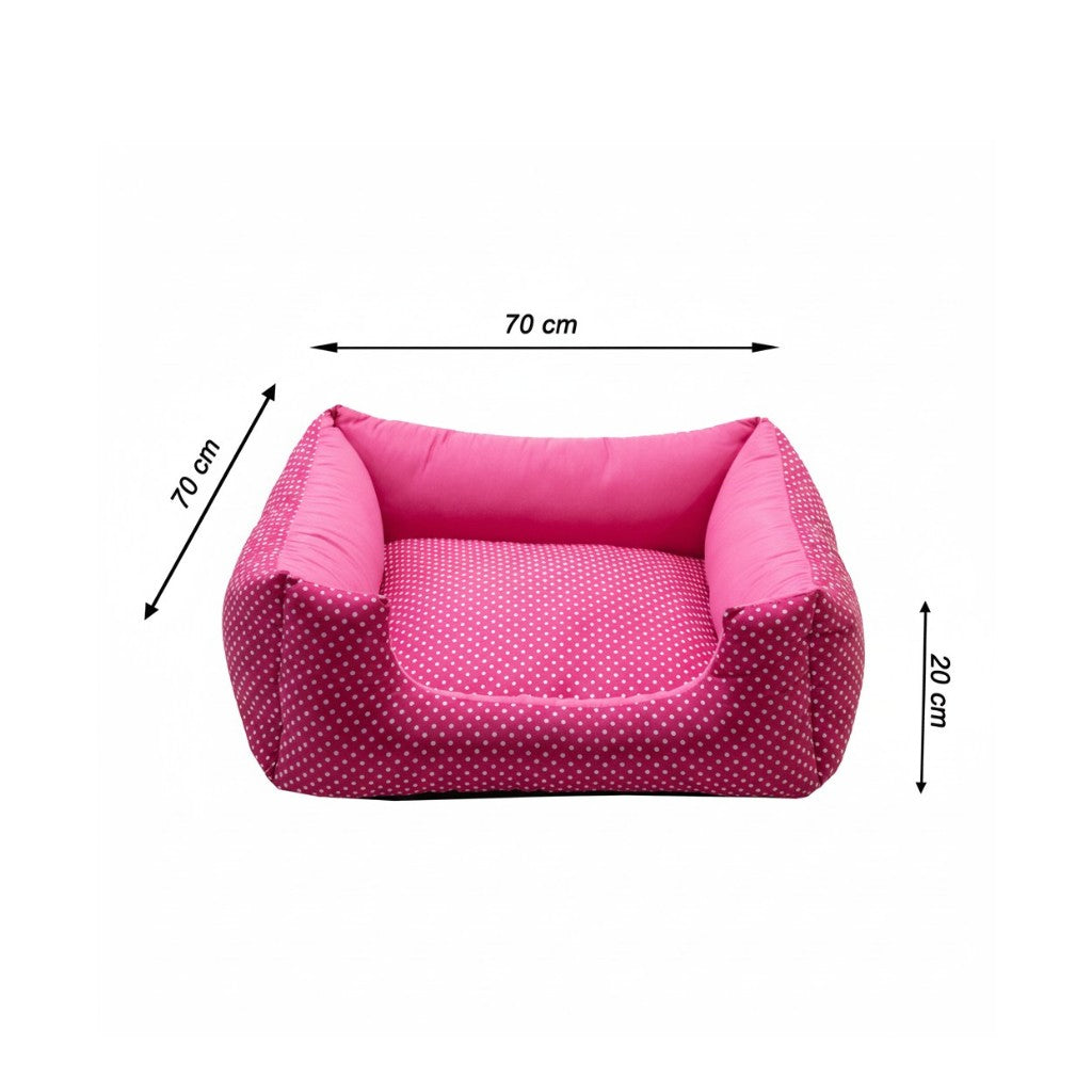 Cama Para Cachorro Quadrada conforto Rosa Poa Drop