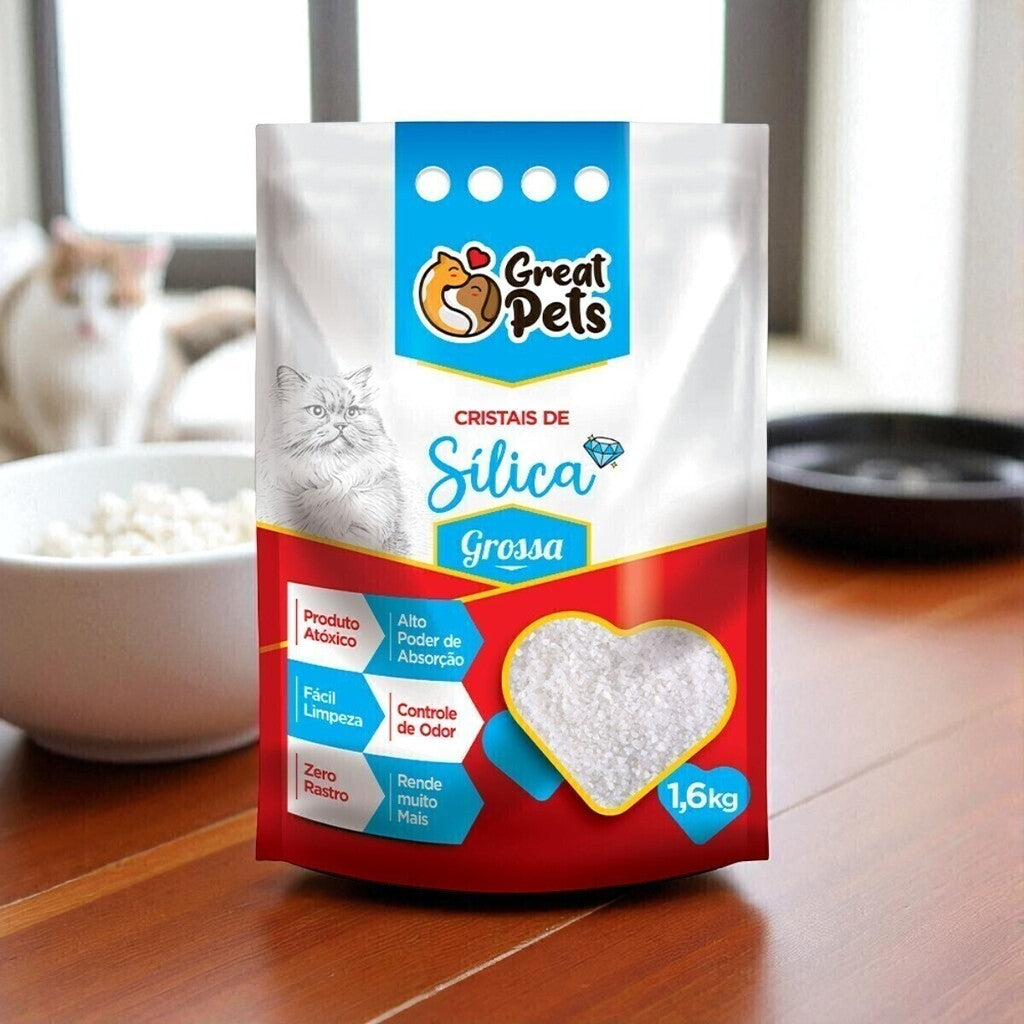 Areia Sílica Gato Fina 1,6kg Grossa Premium Drop