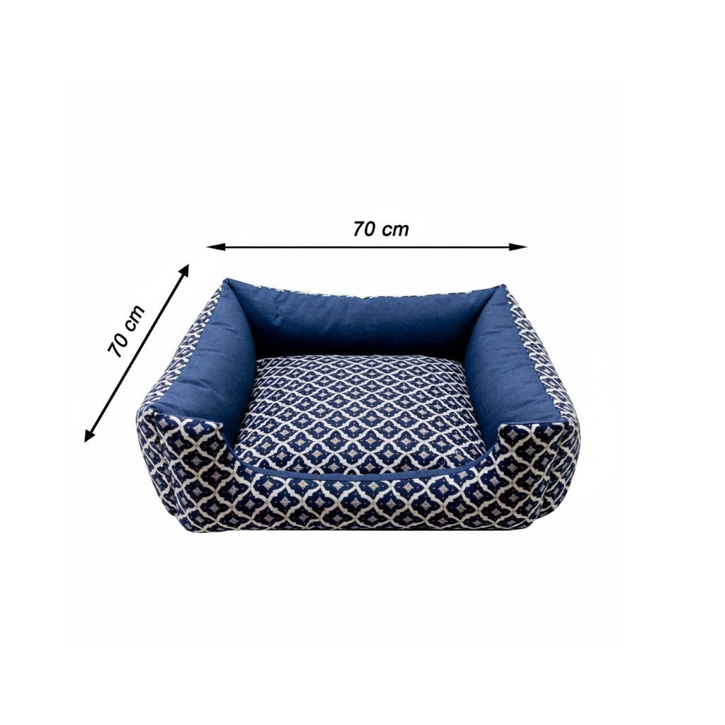 Cama Para Cachorro Quadrada Marinho Geometrico Drop