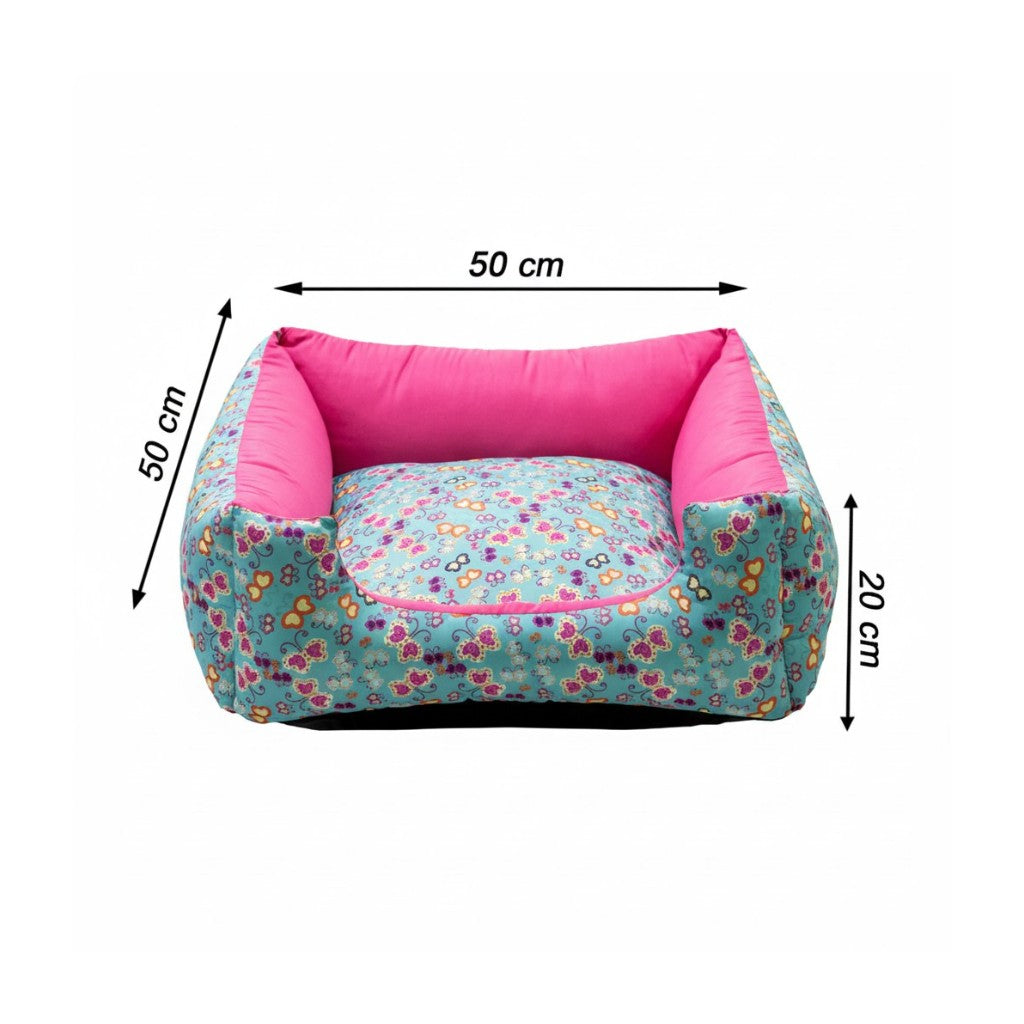 Cama Para Cachorro Quadrada conforto Rosa Borboleta Drop