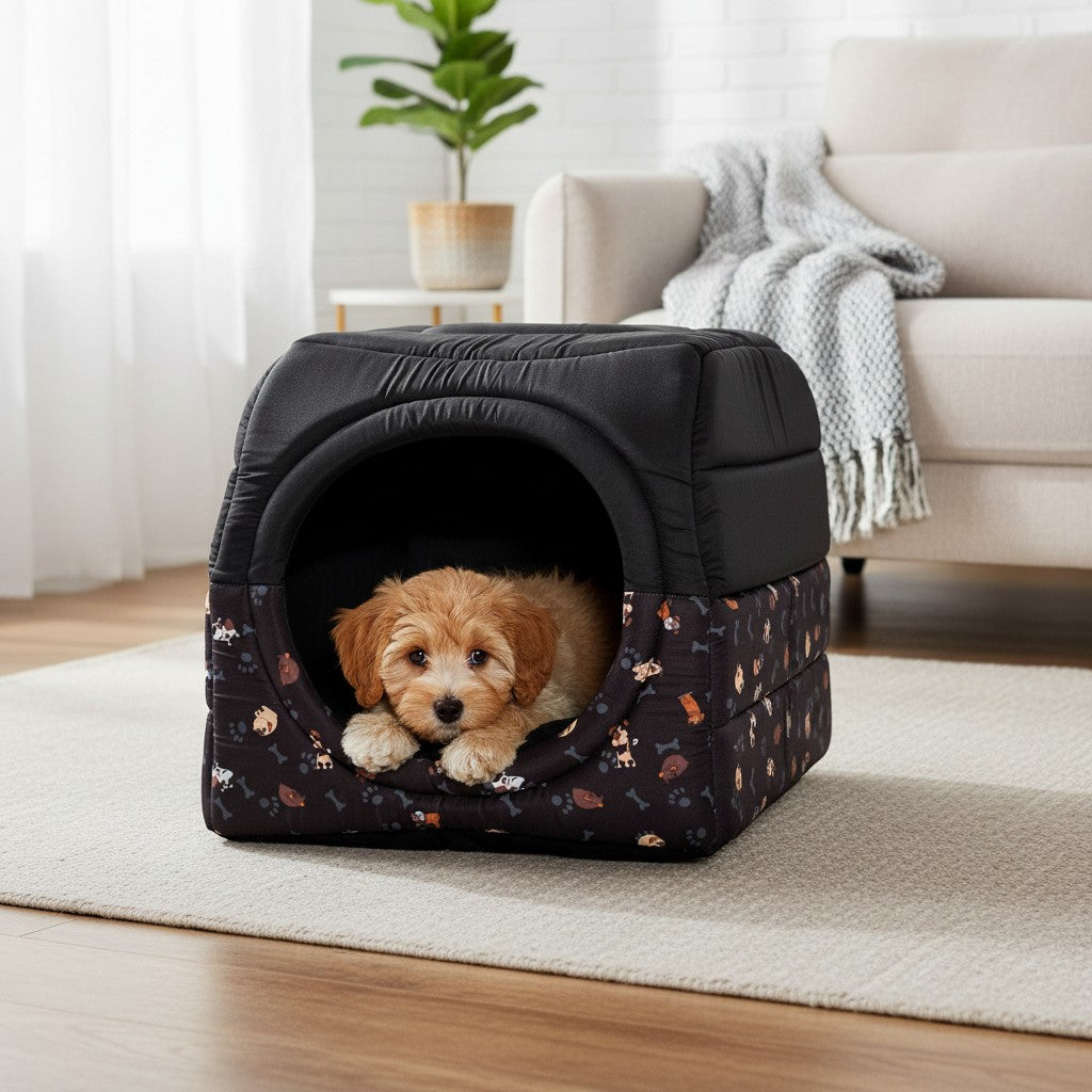 Toca Iglu Pet confortavel Caes e Gatos Preto Cachorro Drop