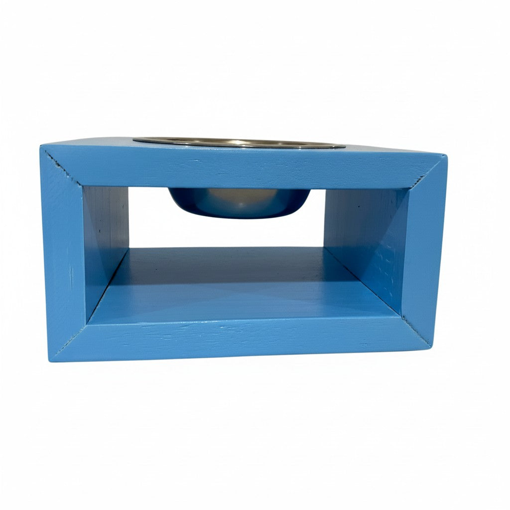 Comedouro Duplo Pet Madeira tigela Inox Drop