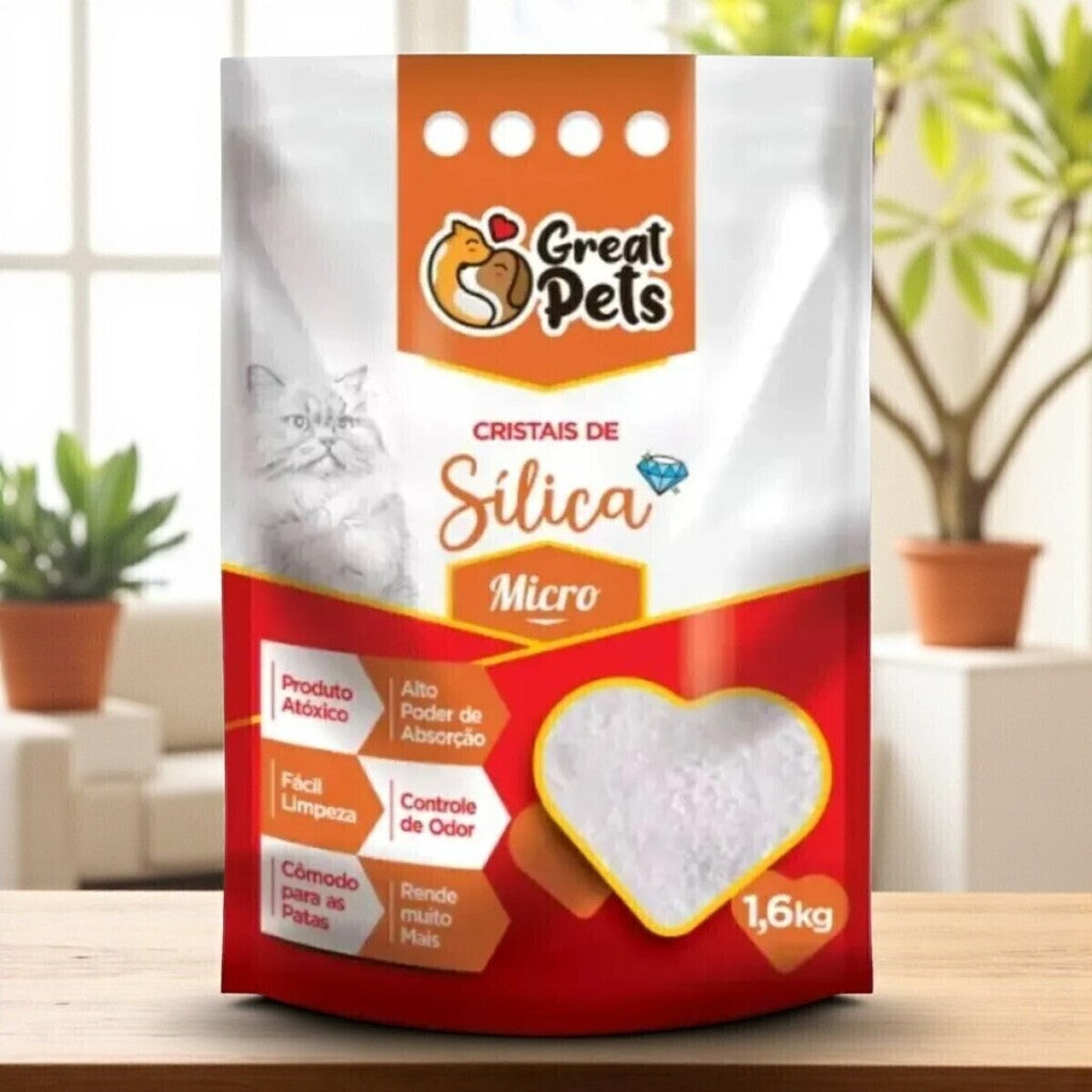 Areia Sílica Gato Fina 1,6kg Anti Odor Premium Drop