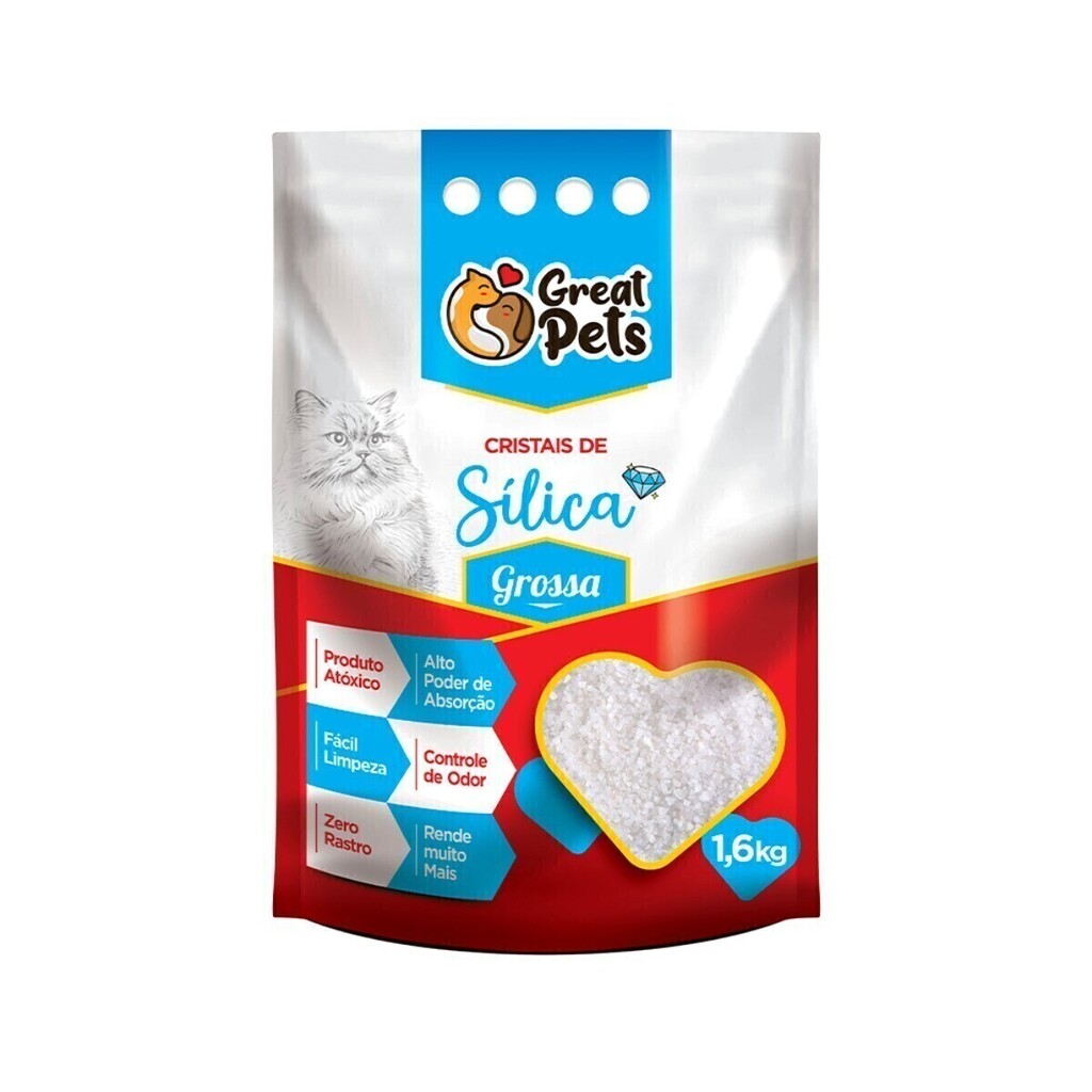 Areia Sílica Gato Fina 1,6kg Grossa Premium Drop