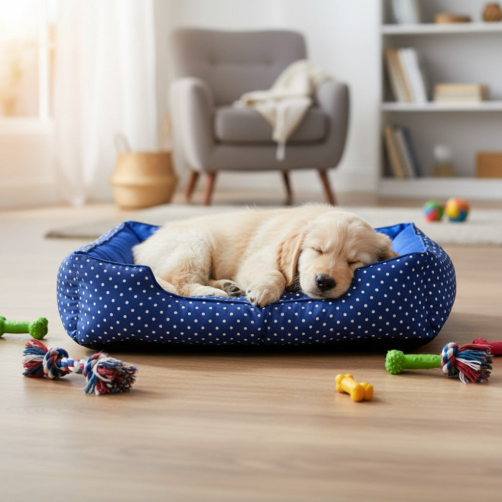 Cama Para Cachorro retangular Pet Azul Poa Drop