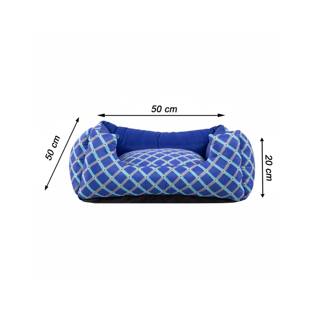 Cama Para Cachorro Quadrada conforto Azul Geometrico Drop
