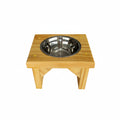 Comedouro Individual Pet Madeira tigela Inox Natural Drop