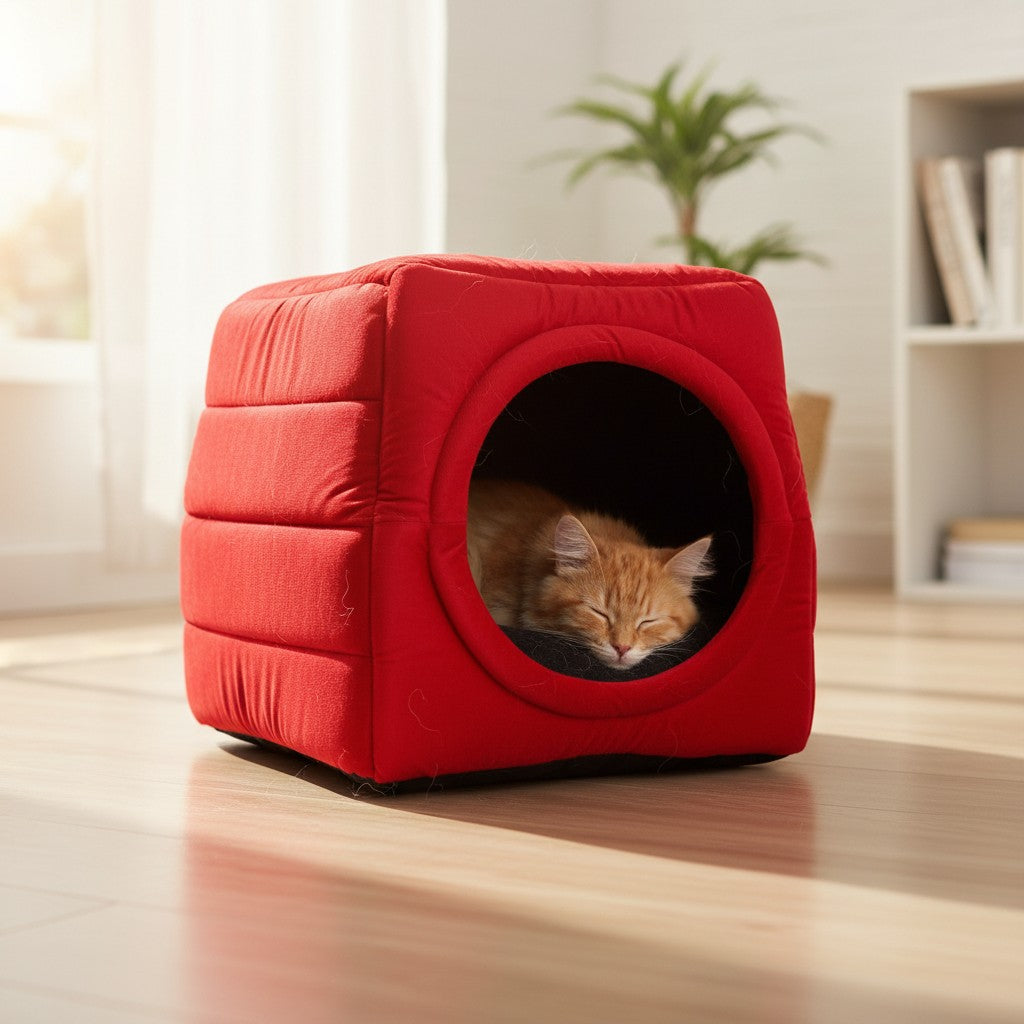 Toca Iglu Pet confortavel Caes Gatos Vermelho Drop
