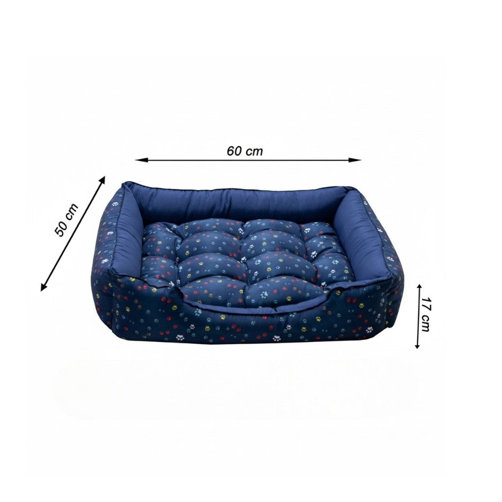 Cama Para Cachorro retangular Pet Azul Patinha Drop