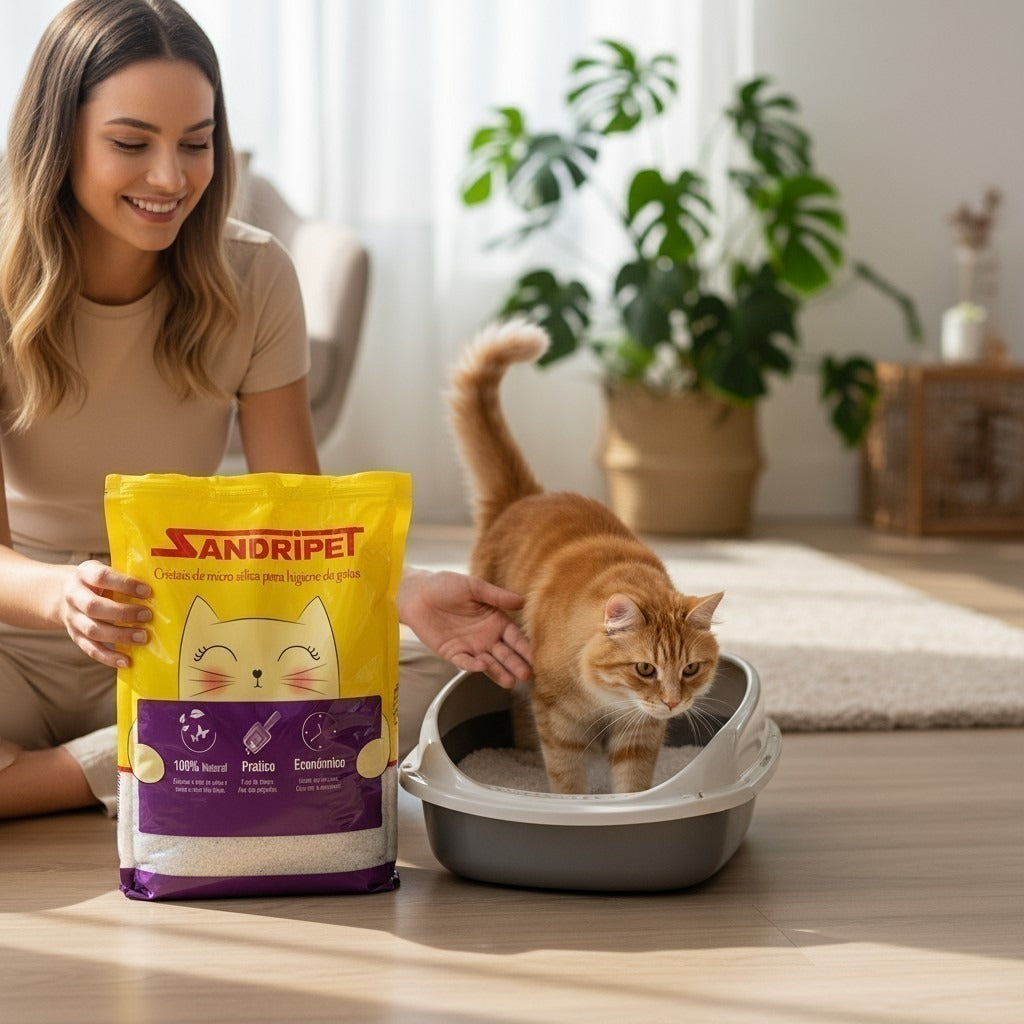 Areia Sílica Gato Fina 1,6kg Alta Absorção Drop