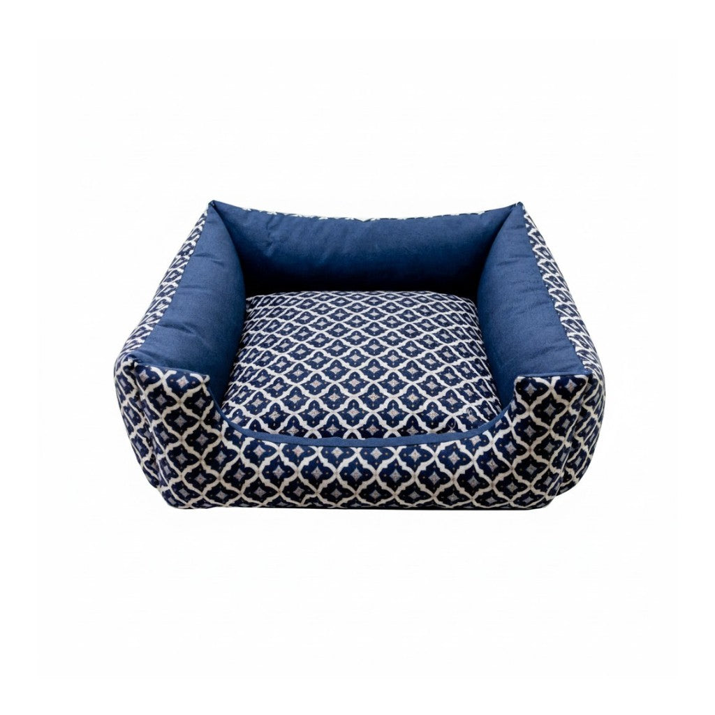 Cama Para Cachorro Quadrada Marinho Geometrico Drop