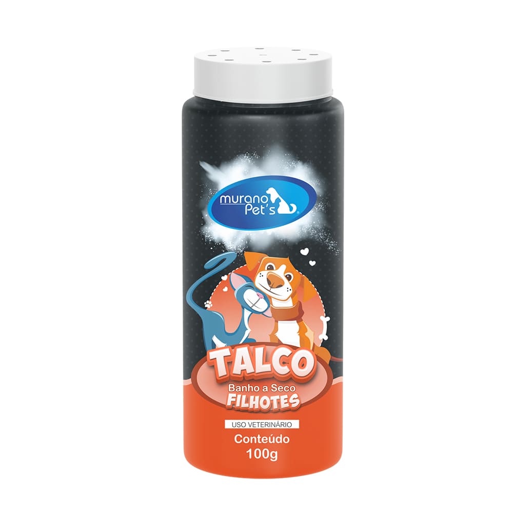 Talco Banho a Seco para Cães e Gatos Filhotes - 100g