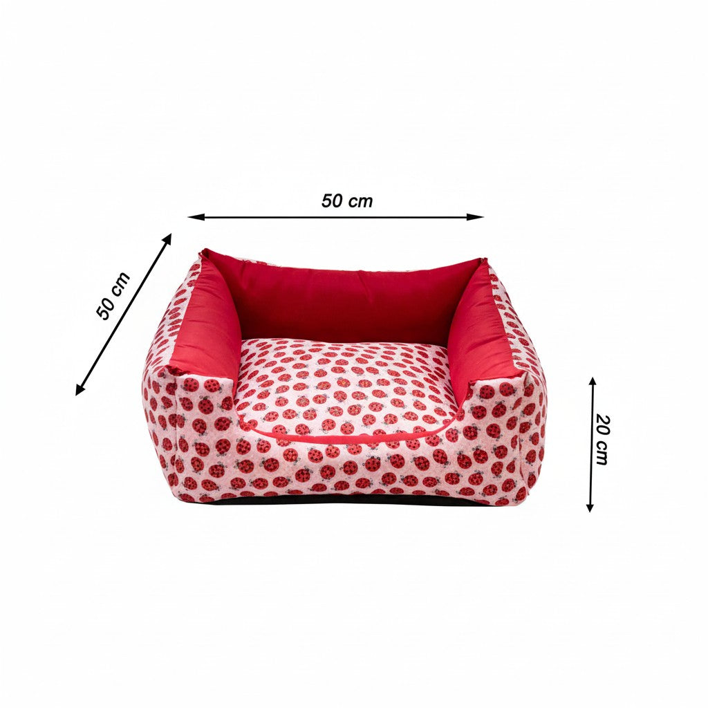 Cama Para Cachorro Quadrada conforto Vermelho Joana Drop