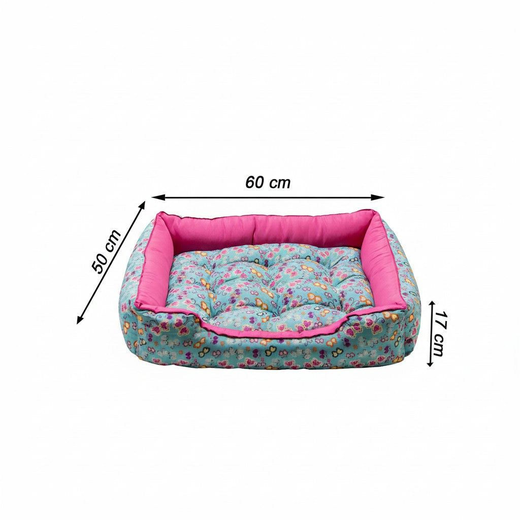 Cama Para Cachorro retangular Pet Rosa Borboleta Drop