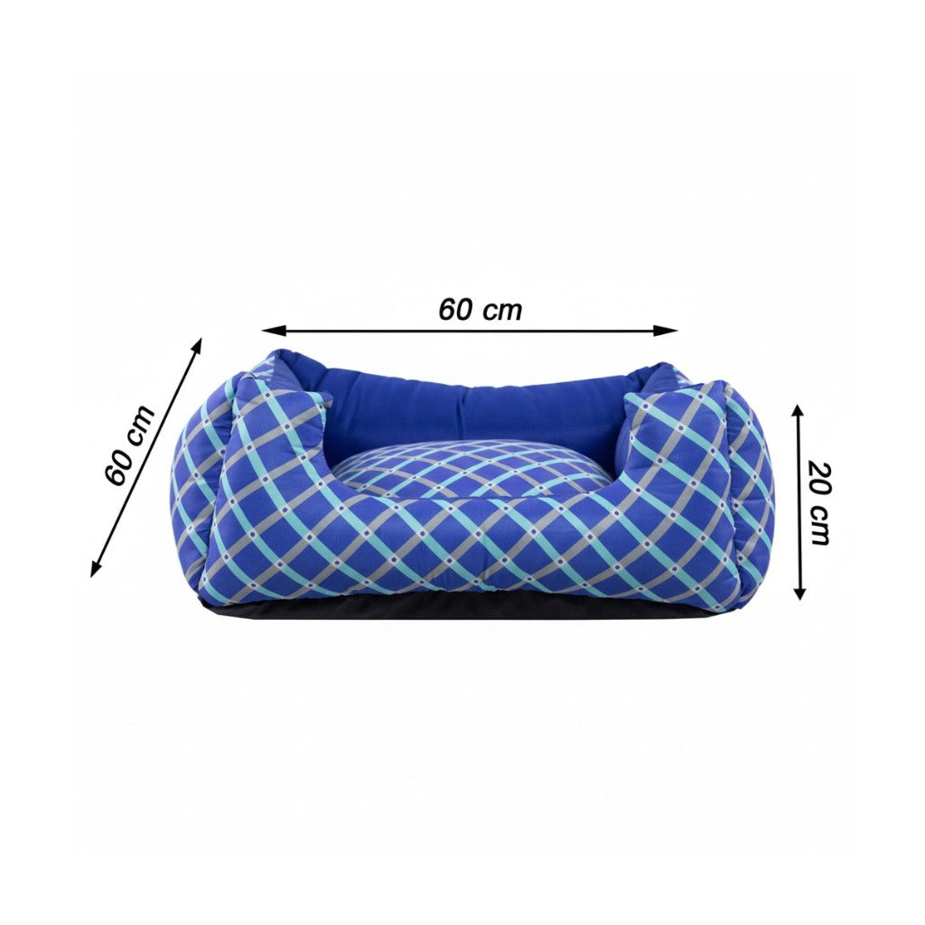 Cama Para Cachorro Quadrada conforto Azul Geometrico Drop