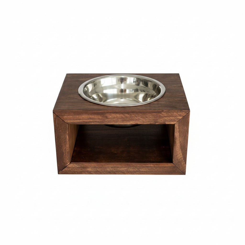 Comedouro Duplo Pet Madeira tigela Inox Drop