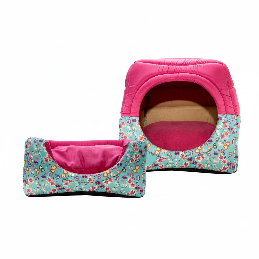 Toca Iglu Pet confortavel Caes e Gatos Rosa Borboleta Drop