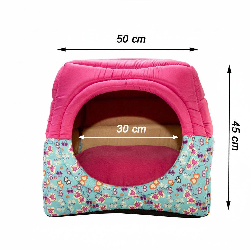 Toca Iglu Pet confortavel Caes e Gatos Rosa Borboleta Drop