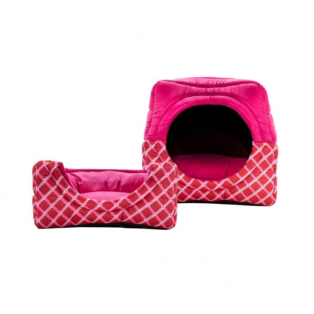 Toca Iglu Pet confortavel Caes e Gatos Rosa Geometrico Drop