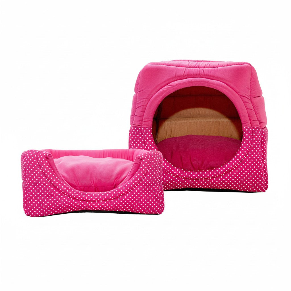 Toca Iglu Pet confortavel Caes e Gatos Rosa Poa Drop