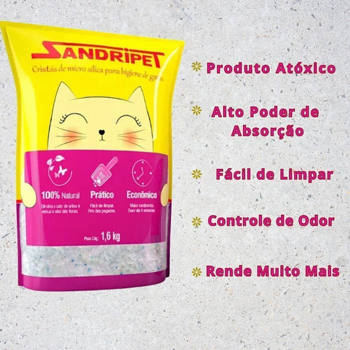 Areia Sílica Gato Grossa 1,6kg Alta Absorção Drop