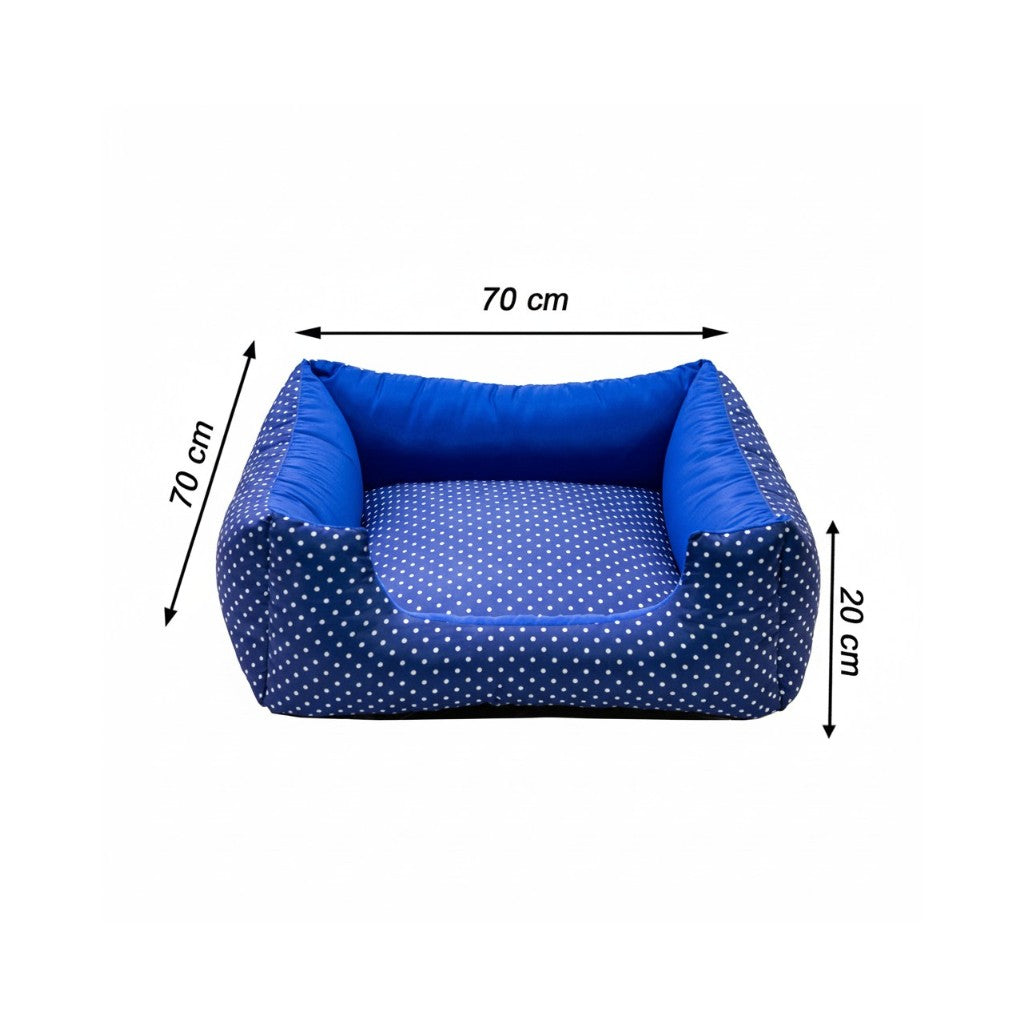 Cama Para Cachorro Quadrada conforto Azul Poa Drop