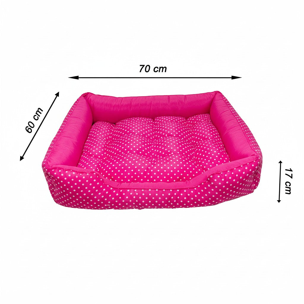 Cama Para Cachorro retangular Pet Rosa Poa Drop