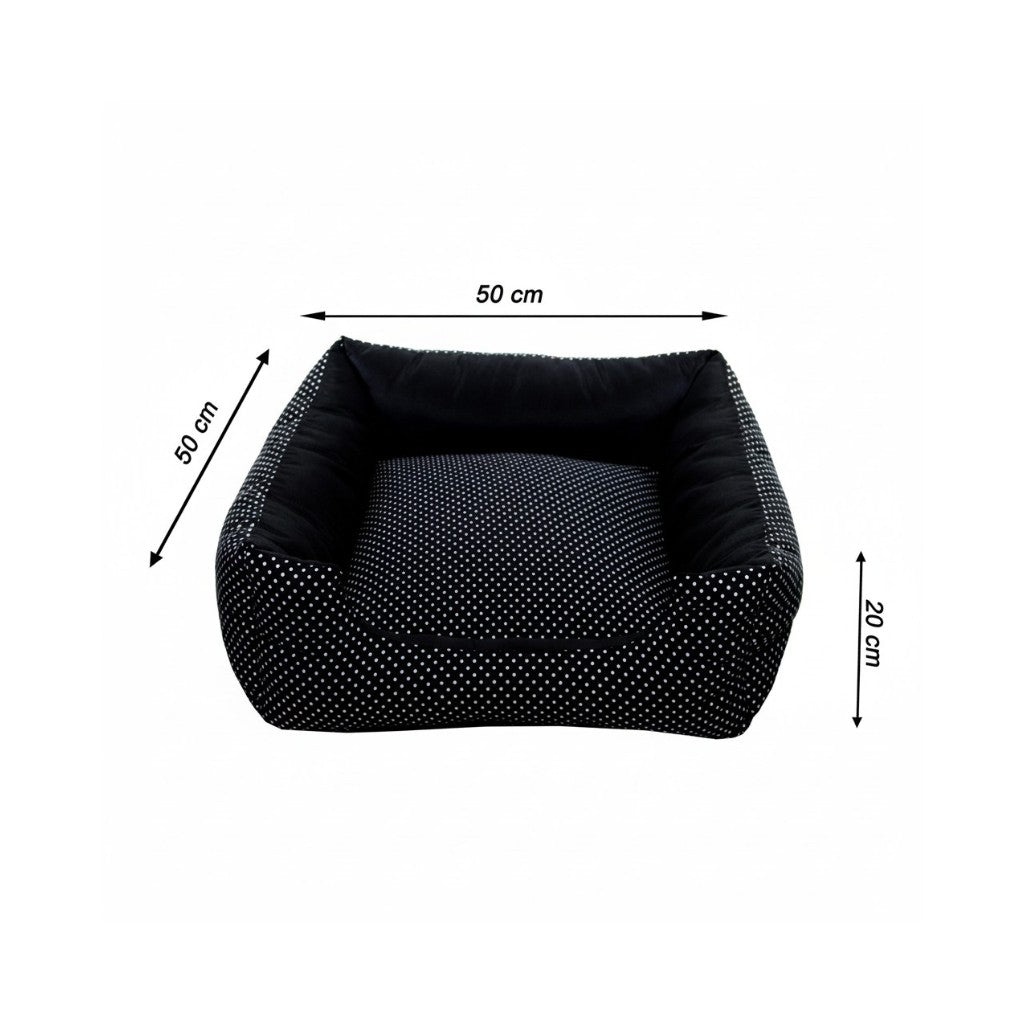 Cama Para Cachorro Quadrada conforto Preto Poa Drop