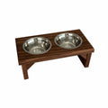 Comedouro Elevado Pet Madeira com tigela Inox Marrom Drop