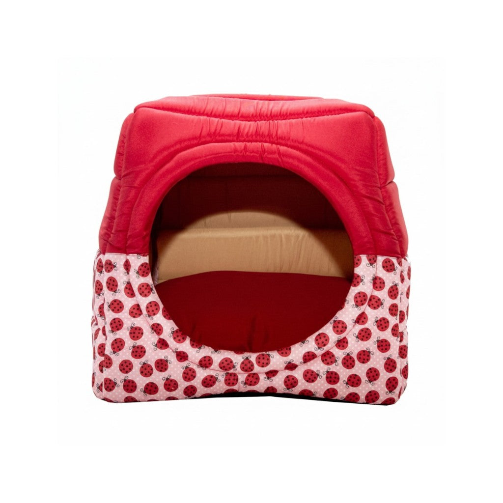 Toca Iglu Pet confortavel Caes Gatos Vermelho Joaninha Drop