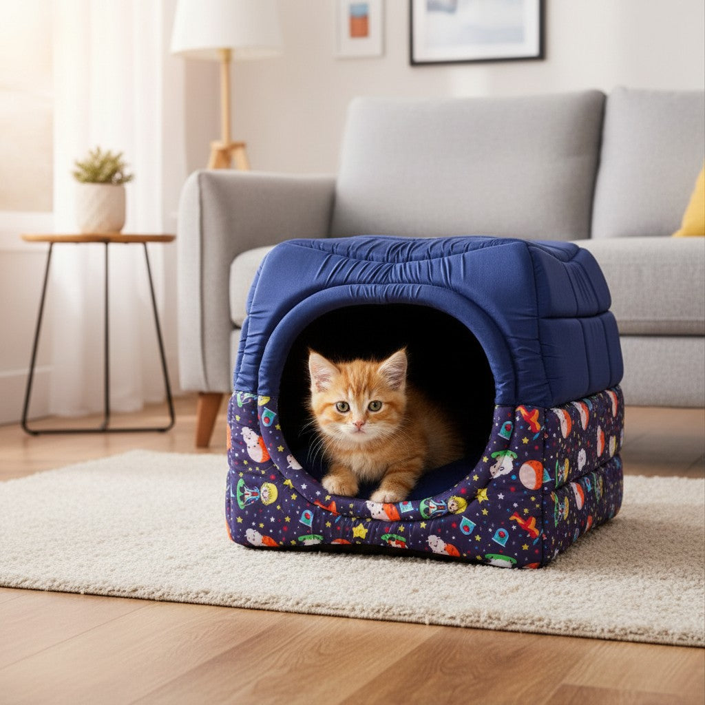 Toca Iglu Pet confortavel Caes e Gatos Marinho principe Drop