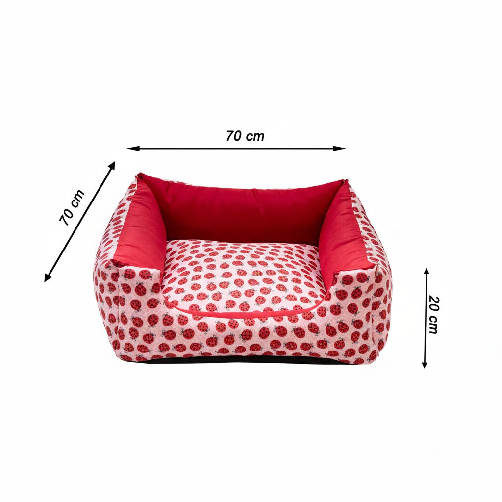 Cama Para Cachorro Quadrada conforto Vermelho Joana Drop