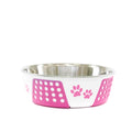 Comedouro Inox Decorado Patinhas - Rosa
