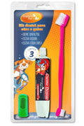 Kit Dental Creme Dental Morango, Escova e Dedeira para Cães e Gatos